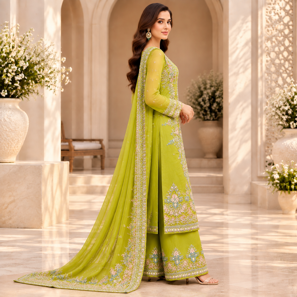 Emerald Grace – Luxury Green Pakistani Embroidered Suit