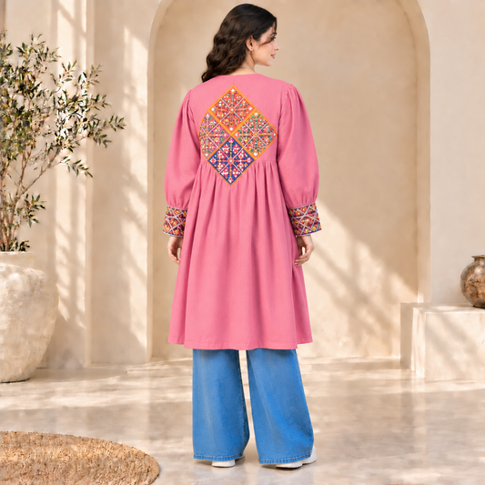 Afghan Heritage Pink Embroidered Coat