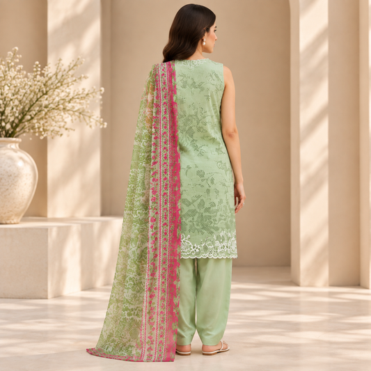 Mint Blossom Embroidered 3-Piece Suit