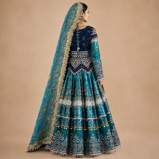 Teal Traditional Afghan Dresses