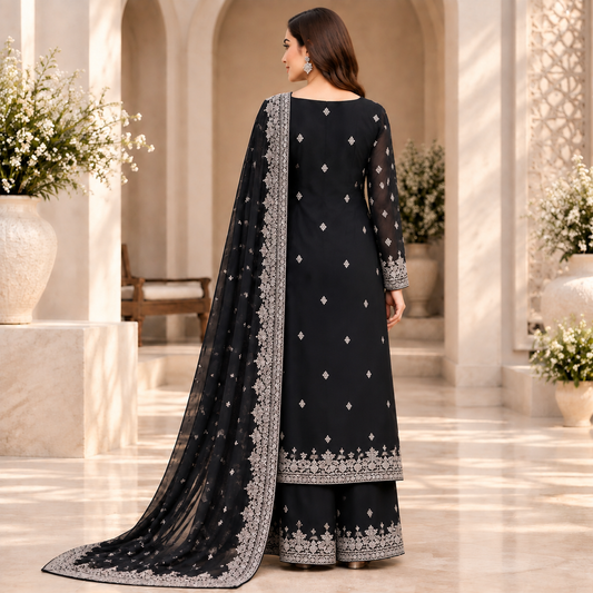 Noir Elegance – Pakistani Embroidered Luxury Suit