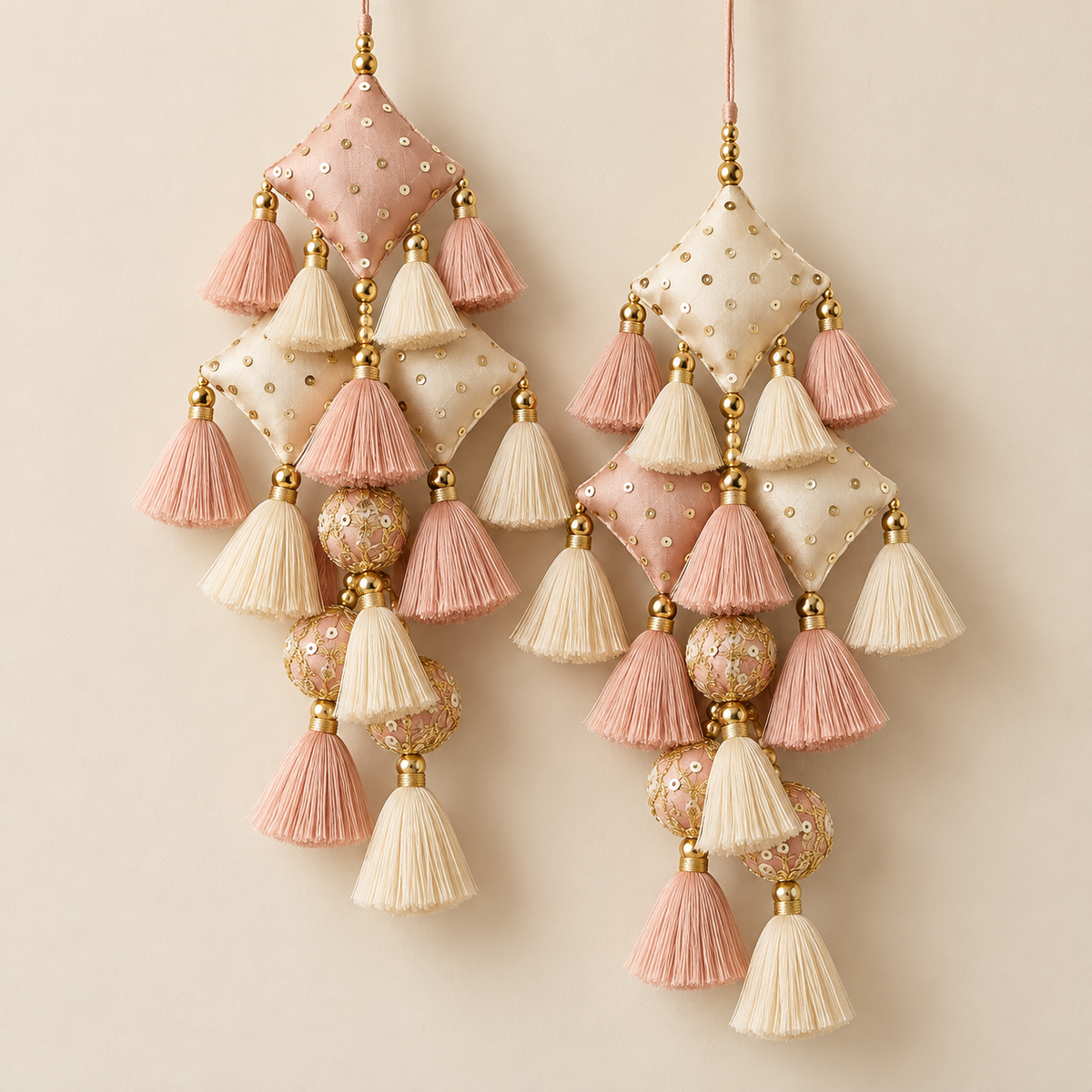 Luxury Blush Pink & Ivory Handmade Decorative Tassels