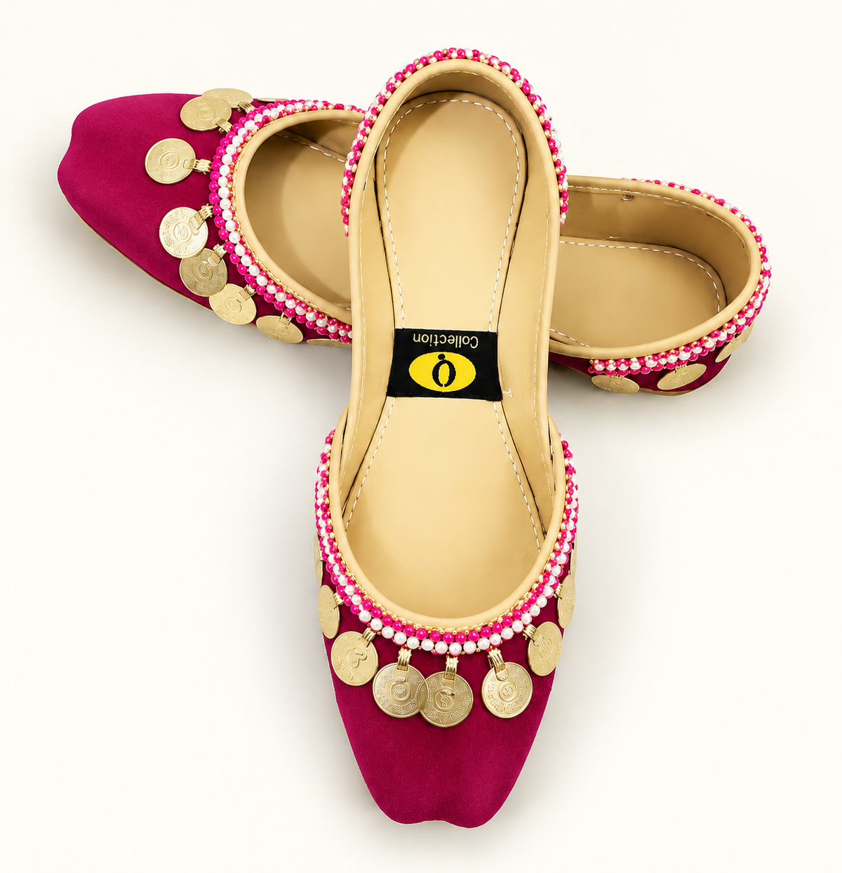 Ruby Pink Pearl Embellished Khussa