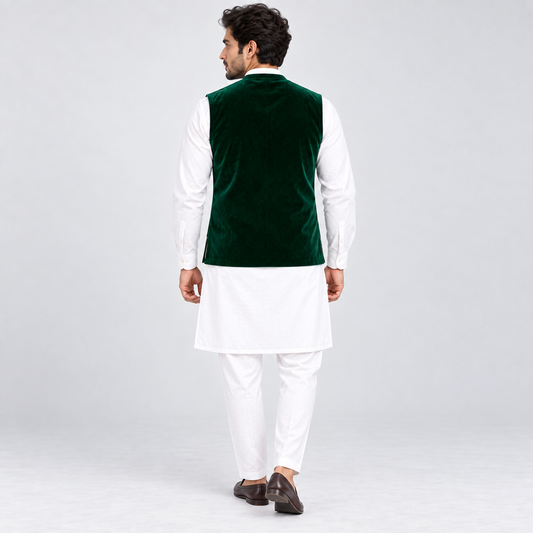 Emerald Royale Embroidered Velvet Waistcoat