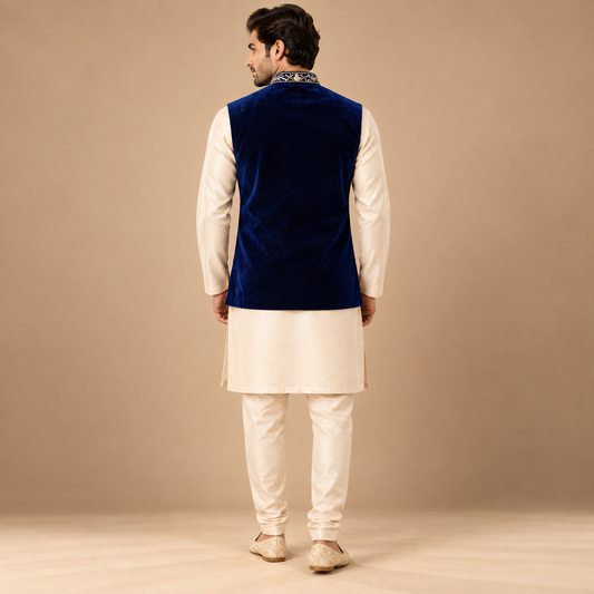 Royal Navy Pearl Embroidered Velvet Waistcoat