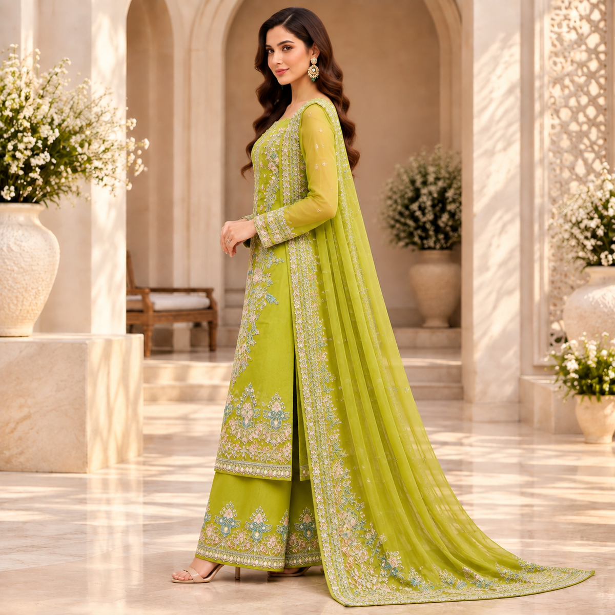 Emerald Grace – Luxury Green Pakistani Embroidered Suit