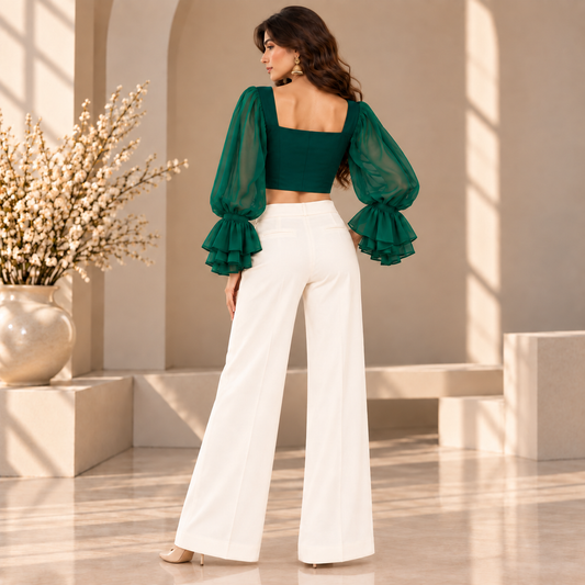 Emerald Heritage Embroidered Crop Top