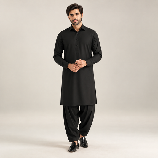 Midnight Black Classic Shalwar Kameez