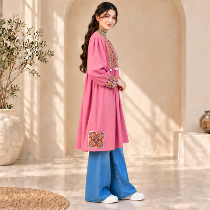 Afghan Heritage Pink Embroidered Coat
