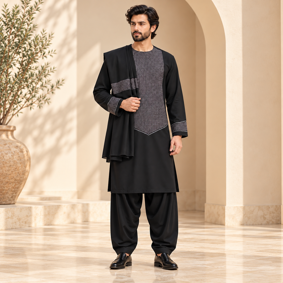 Afghan Heritage Embroidered Shalwar Kameez
