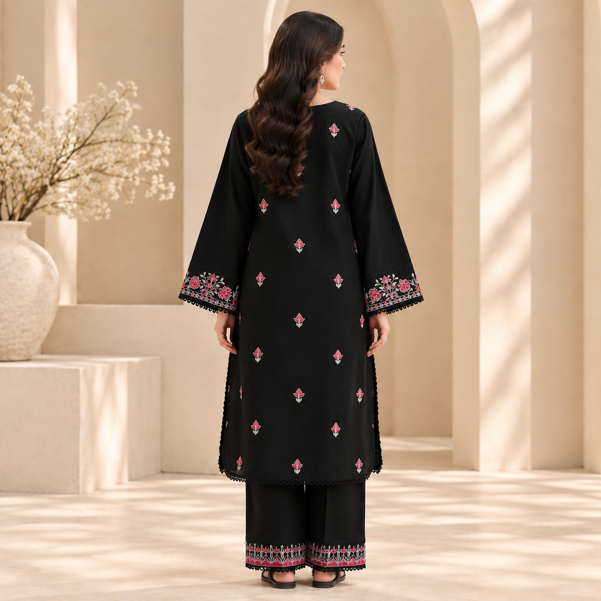 Noir Rose Signature Embroidered 2-Piece Suit