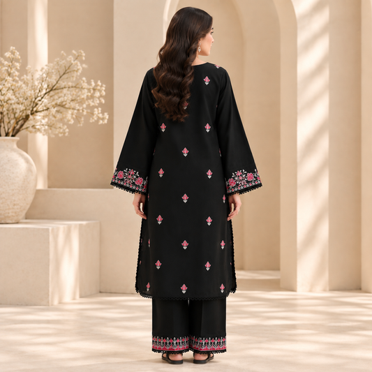 Noir Rose Signature Embroidered 2-Piece Suit