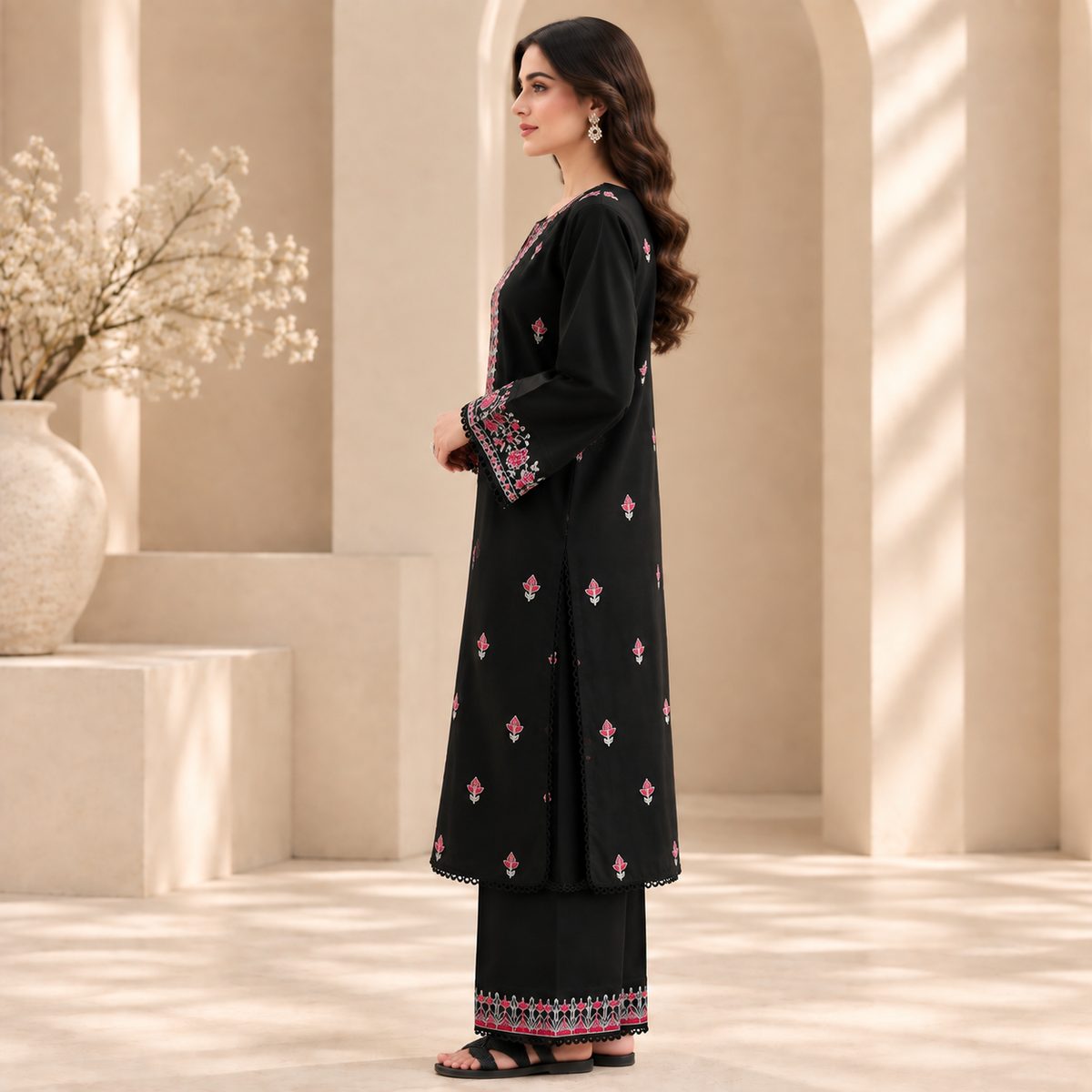 Noir Rose Signature Embroidered 2-Piece Suit