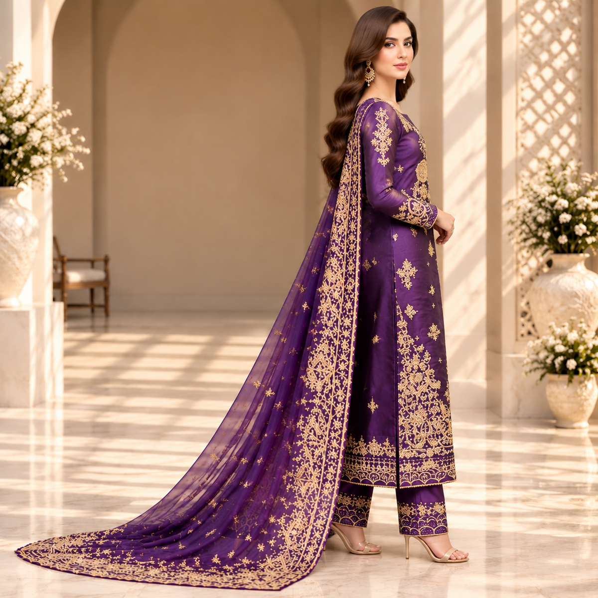 Royal Amethyst – Luxury Purple Pakistani Embroidered Suit
