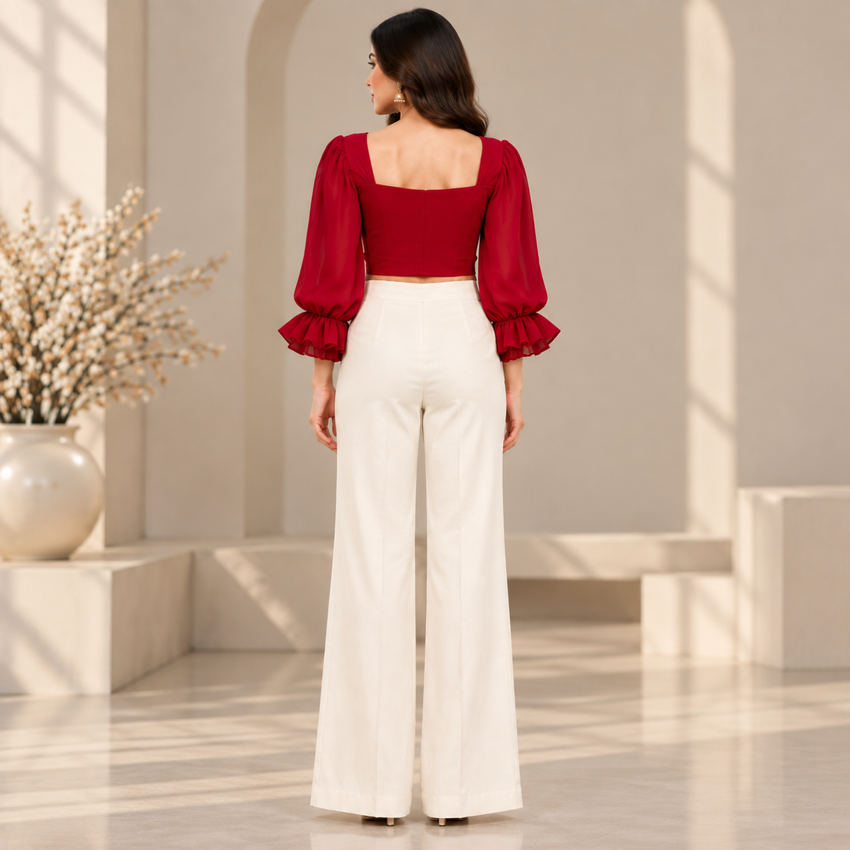 Ruby Heritage Embroidered Crop Top