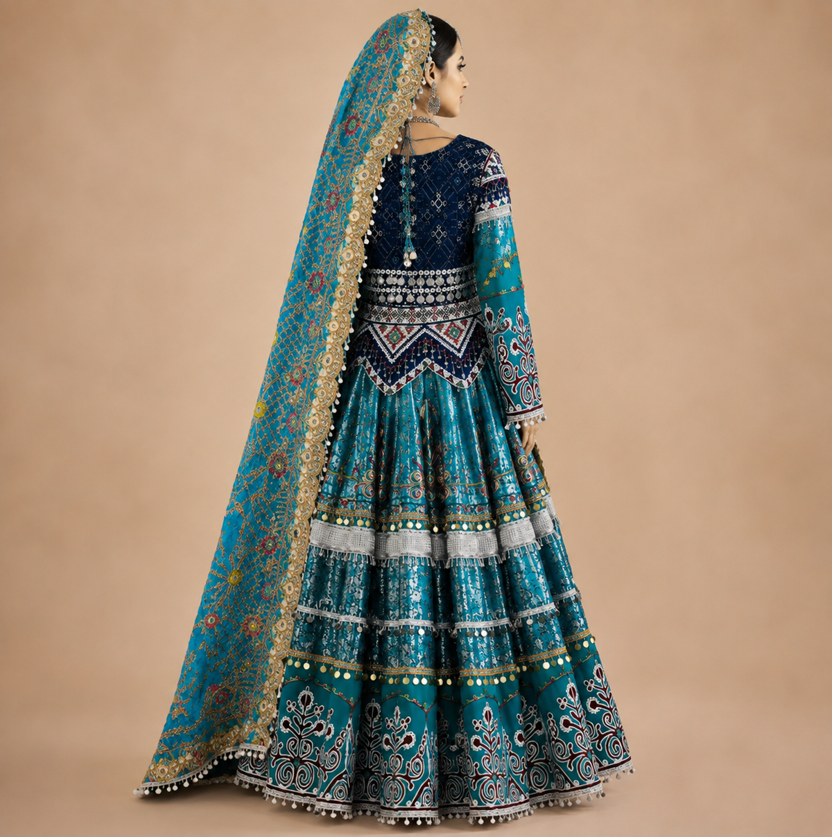 Teal Traditional Afghan Dresses