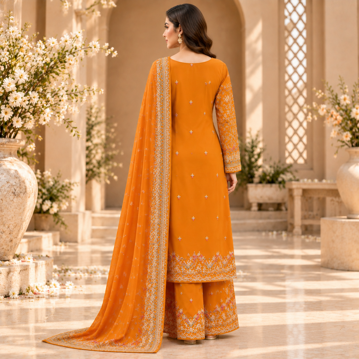 Royal Amber Embroidered Luxury 3-Piece Suit