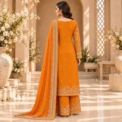 Royal Amber Embroidered Luxury 3-Piece Suit