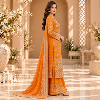Royal Amber Embroidered Luxury 3-Piece Suit