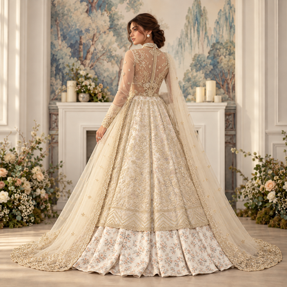 Ivory Royale Pearl Embroidered Bridal Lehenga