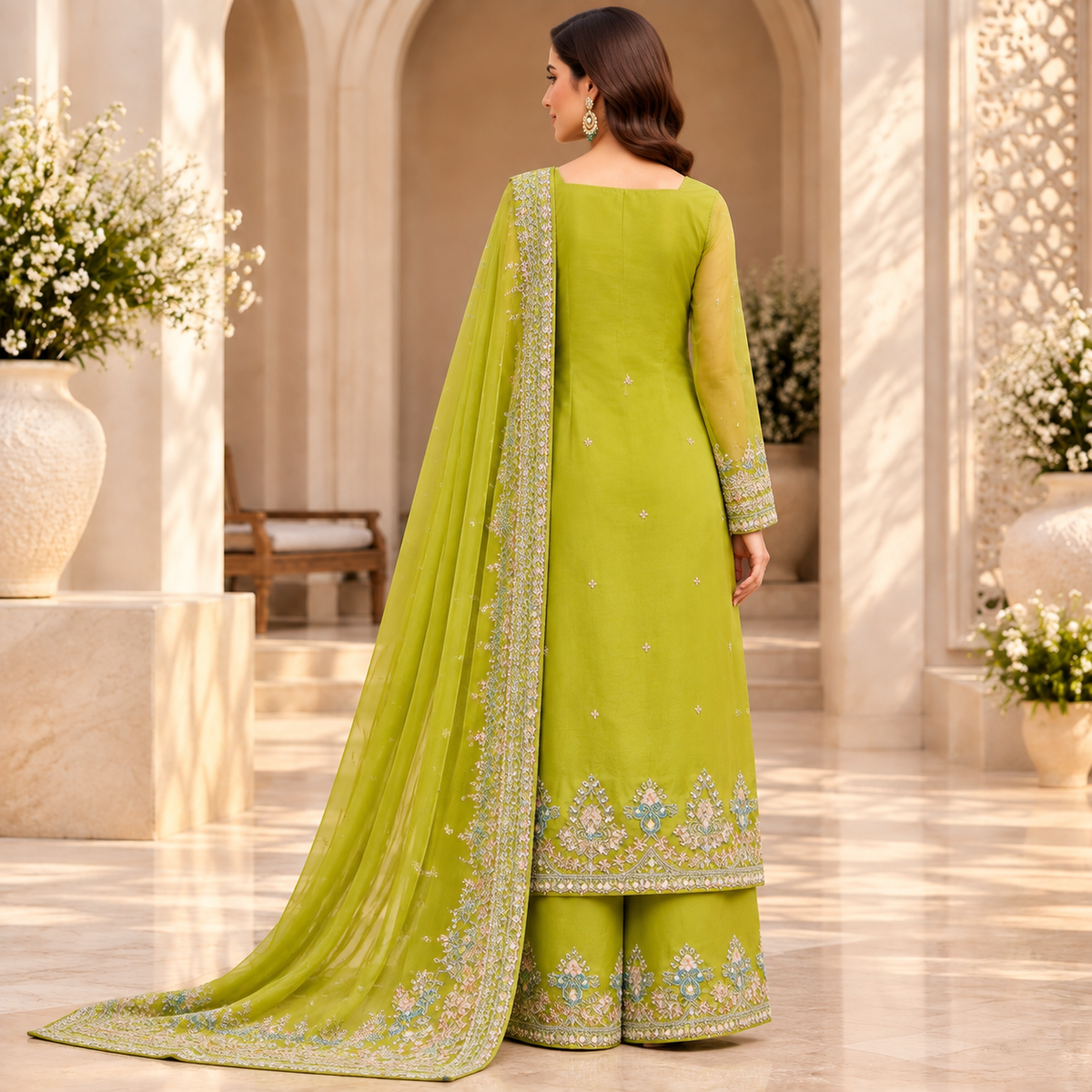 Emerald Grace – Luxury Green Pakistani Embroidered Suit