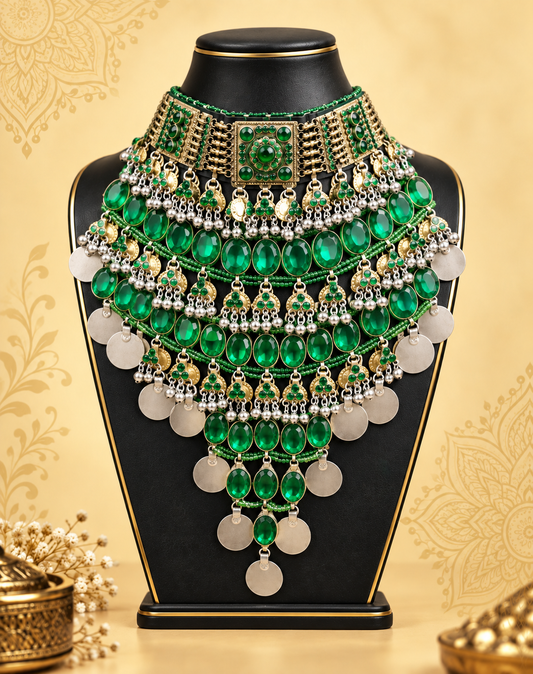 Afghan Green Stone Statement Necklace
