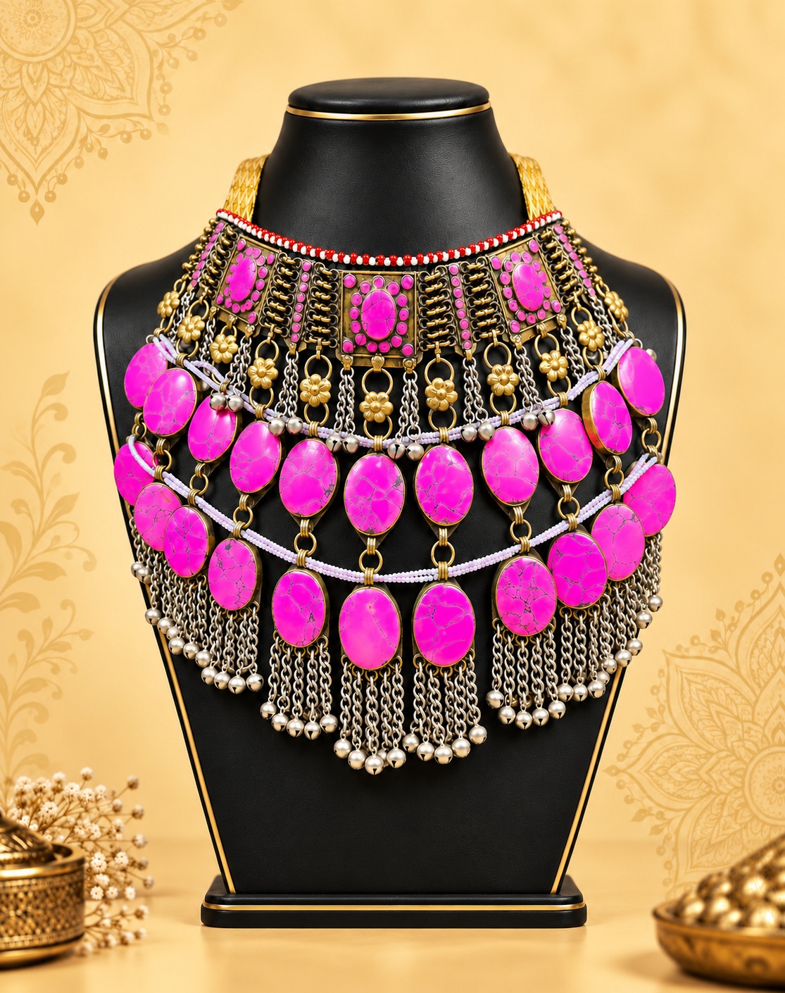 Pink Afghan Tribal Necklace