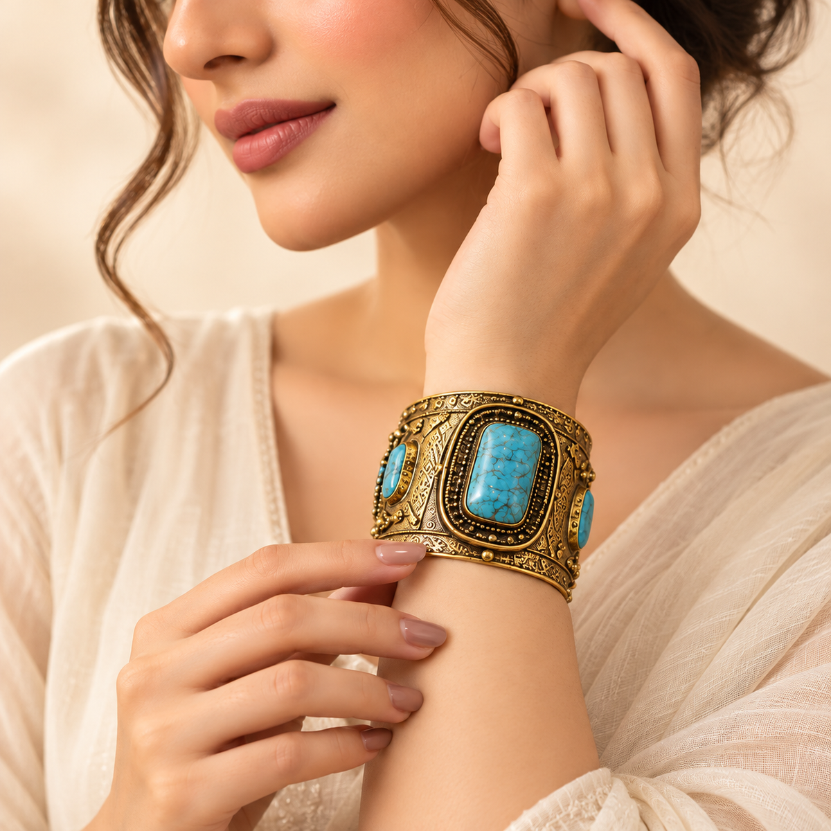 Turquoise Heritage Statement Cuff Bracelet