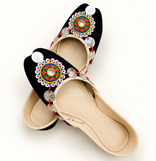 Black Elegance Handcrafted Beaded Khussa