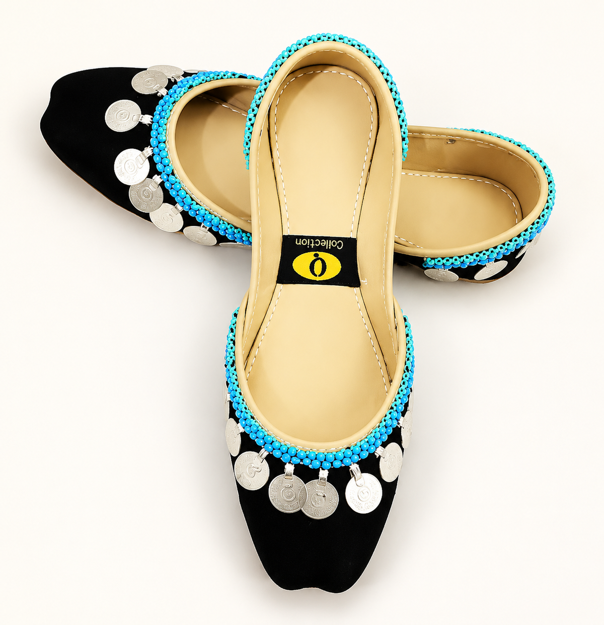 Black & Turquoise Royal Embellished Khussa
