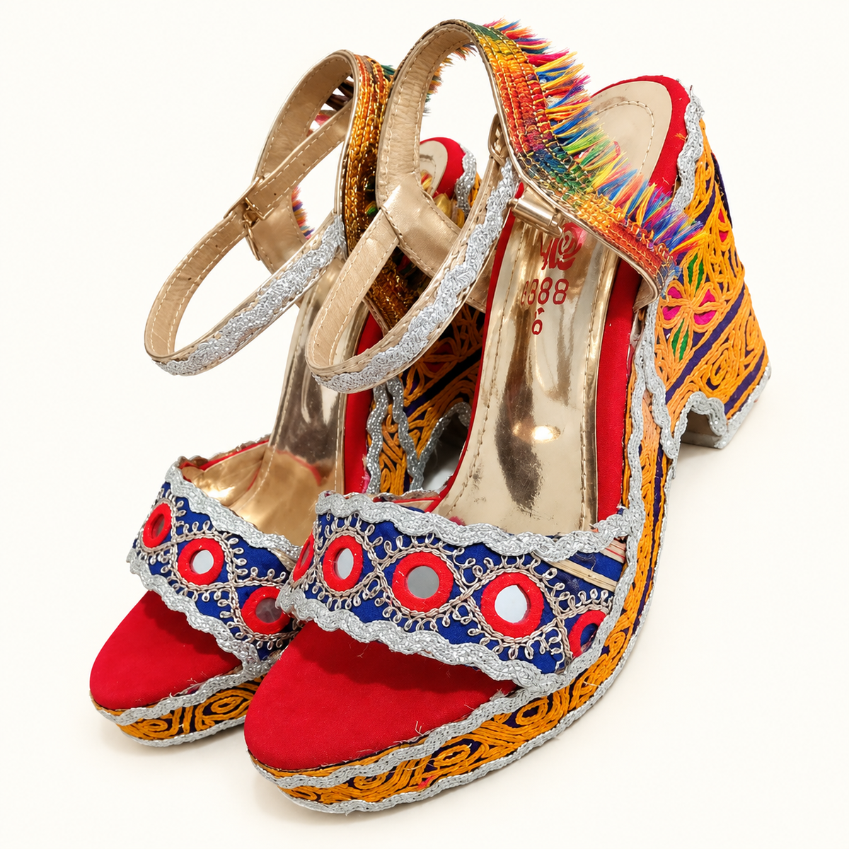 Royal Rajasthani Embroidered Block Heel Sandals
