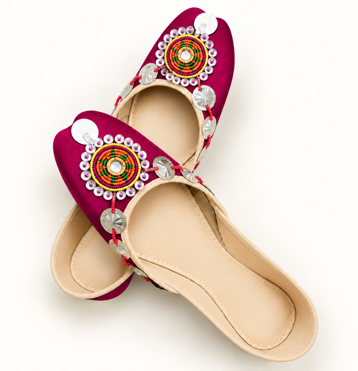 Magenta Royal Beaded Handcrafted Khussa