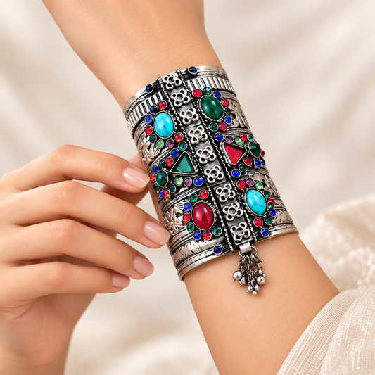 Multicolor Tribal Statement Cuff Bangles