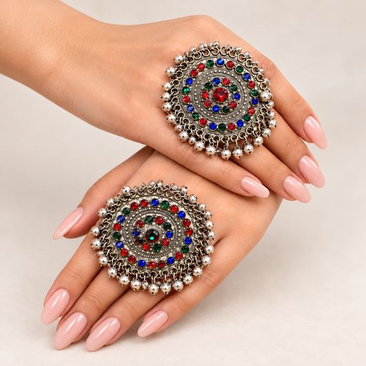 Royal Multicolor Bridal Medallion Ring Set