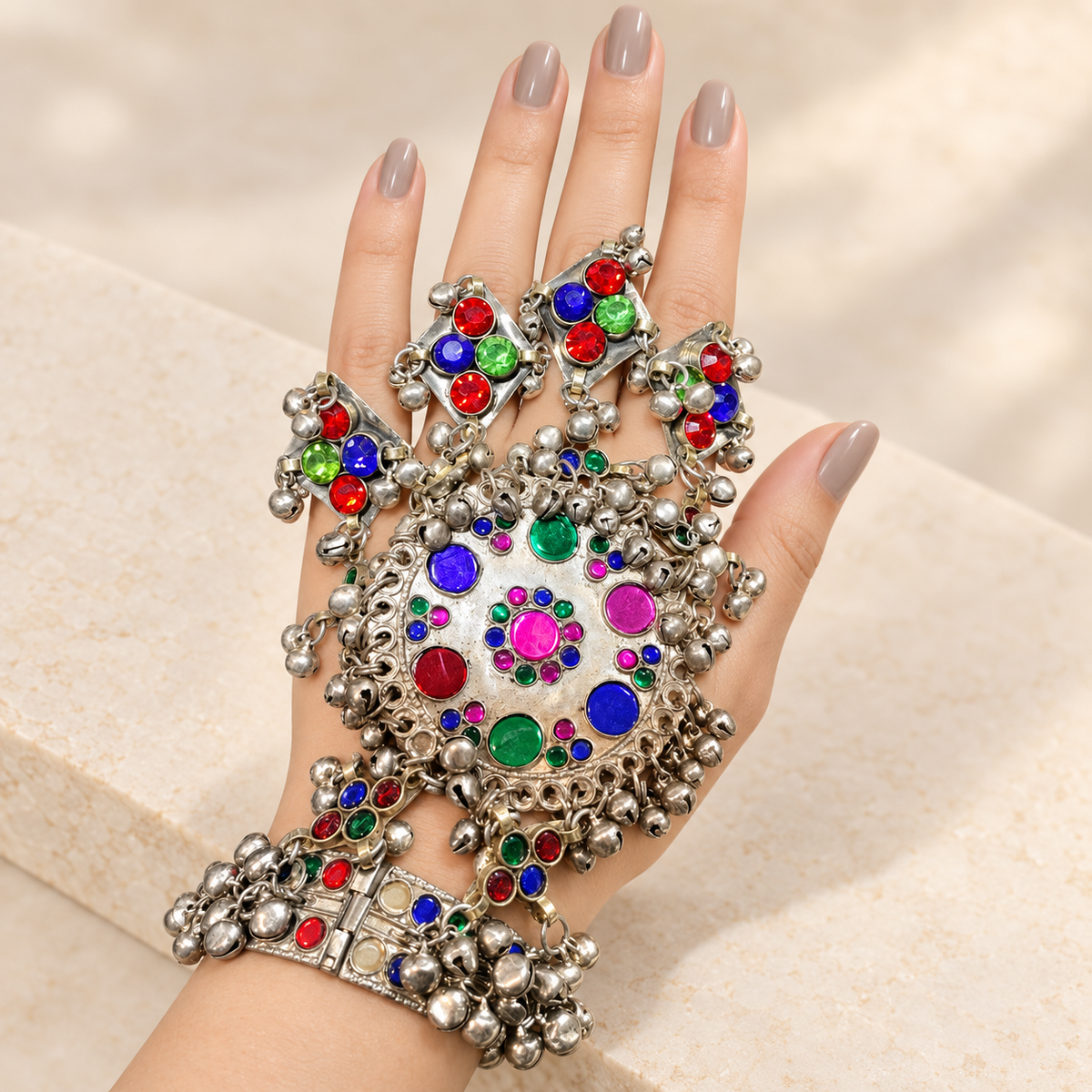 Royal Multicolor Gemstone Hand Harness Bracelets