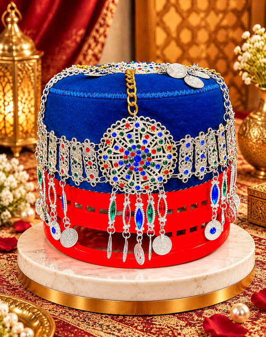 Royal Blue & Red Heritage Embellished Cap