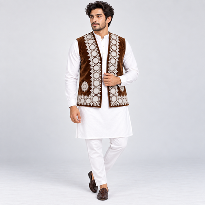 Cocoa Royale Embroidered Velvet Waistcoat
