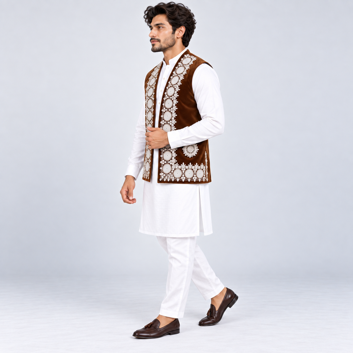 Cocoa Royale Embroidered Velvet Waistcoat