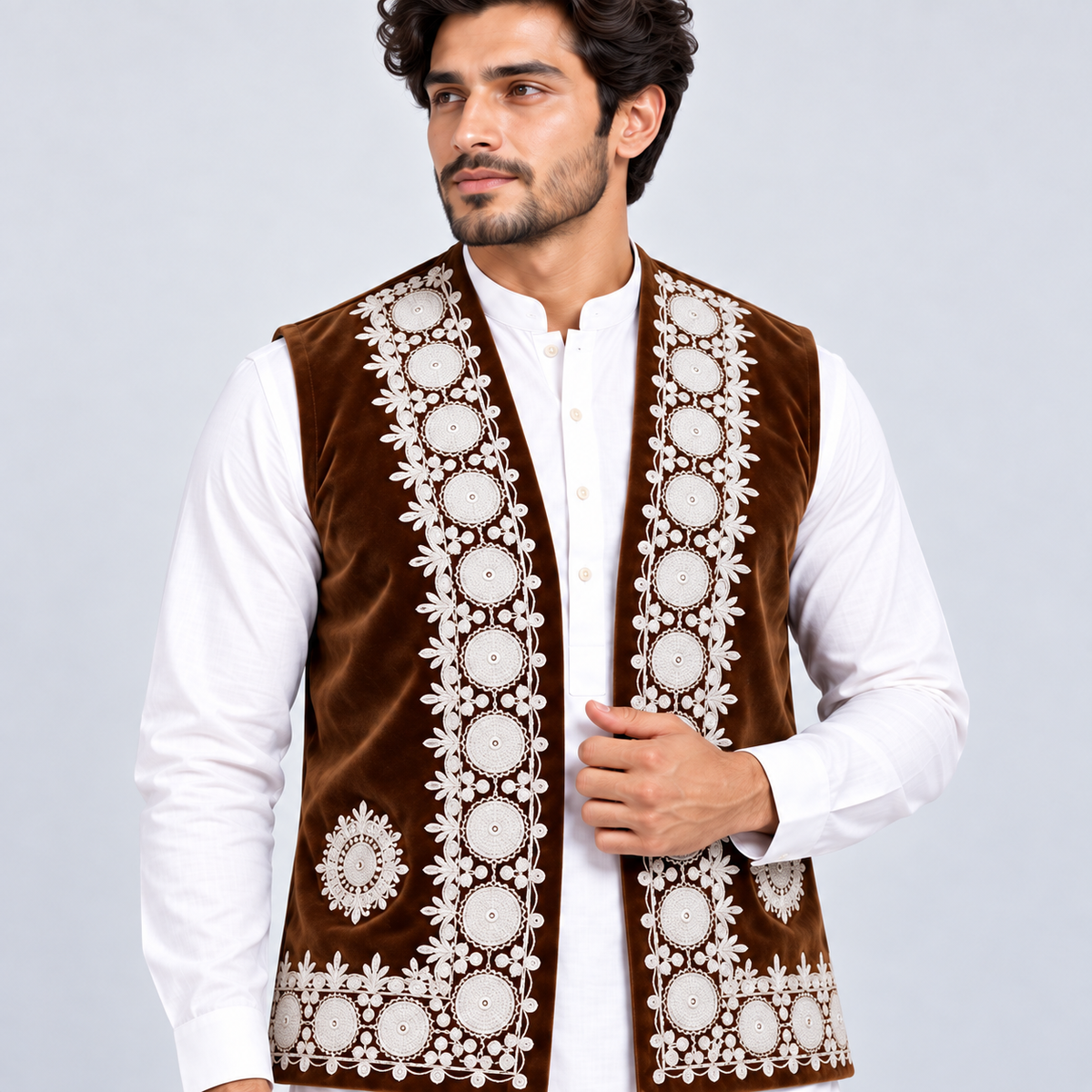 Cocoa Royale Embroidered Velvet Waistcoat