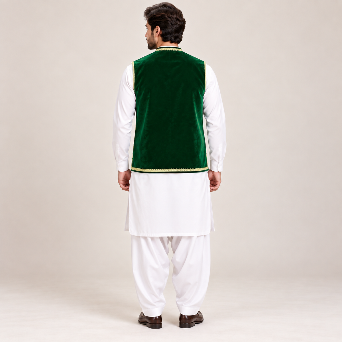 Emerald Royale Gold Embroidered Velvet Waistcoat
