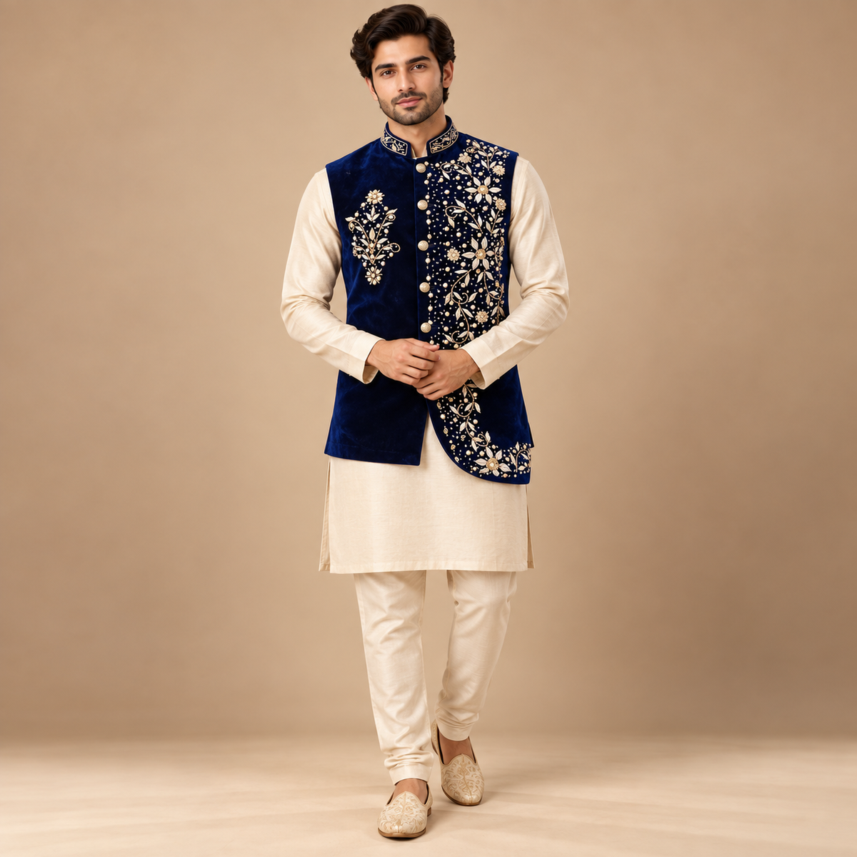 Royal Navy Pearl Embroidered Velvet Waistcoat