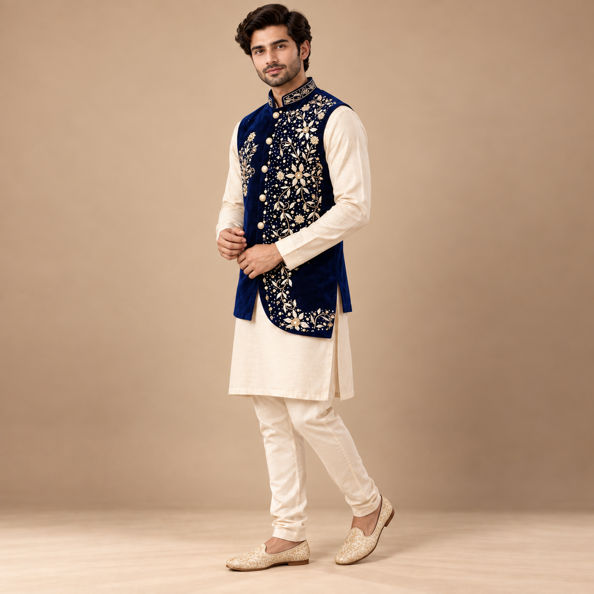Royal Navy Pearl Embroidered Velvet Waistcoat